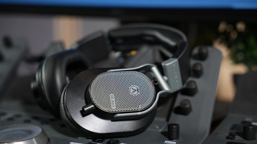 Austrian Audio Hi-X65 headphones on acoustic measurement equipment professional testing setup