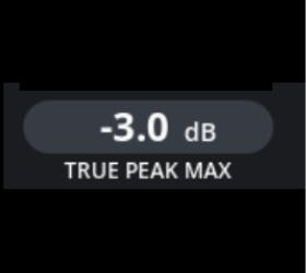 Digital meter showing -3.0 dB true peak max reading